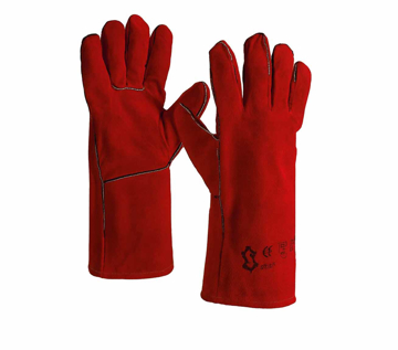 Slika Zaštitne rukavice za varenje cepana koža crvene – dužina 35 cm  (10,5)